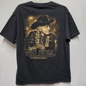 Willie Nelson Black T-Shirt Graphic Tee Size L